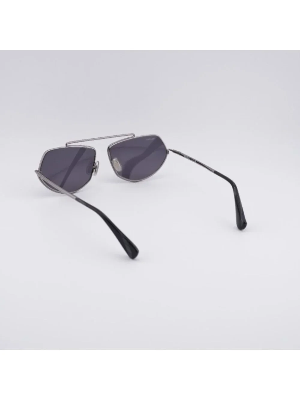 Max Mara MM0165 14A Joey Sunglasses Shiny Light Ruthenium Geometric Frame